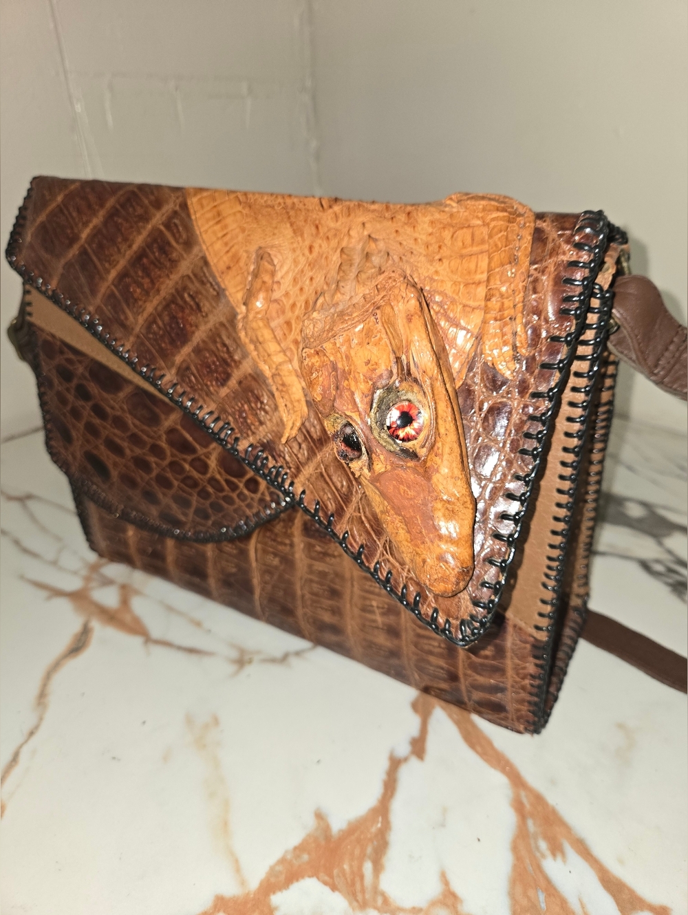 Vitage Genuine  ALLIGATOR Skin  Shoulder Purse